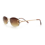 Luxury Rimless OG Fancy Narrow Oval Metal Rim Hustler Fashion Sunglasses