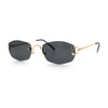 Luxury Rimless OG Fancy Narrow Oval Metal Rim Hustler Fashion Sunglasses