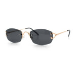 Luxury Rimless OG Fancy Narrow Oval Metal Rim Hustler Fashion Sunglasses
