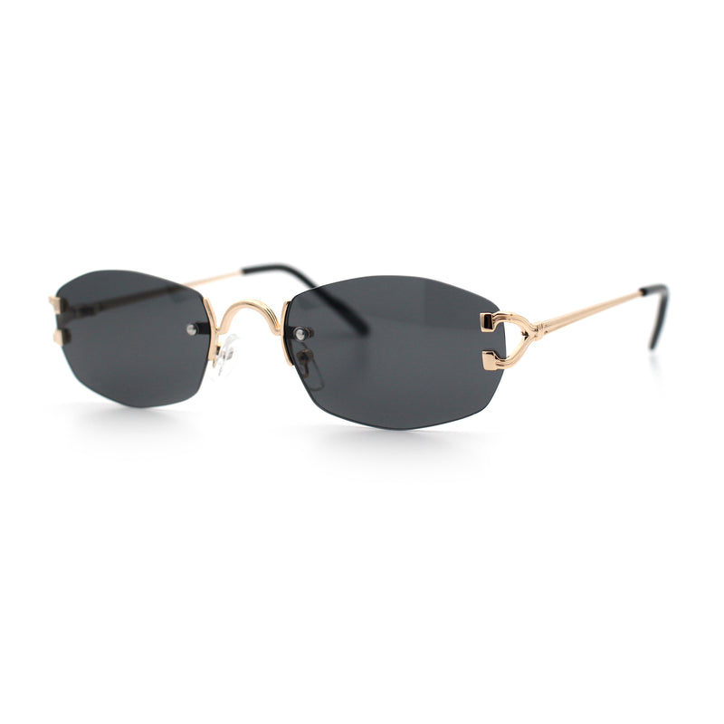 Luxury Rimless OG Fancy Narrow Oval Metal Rim Hustler Fashion Sunglasses