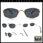 Luxury Rimless OG Fancy Narrow Oval Metal Rim Hustler Fashion Sunglasses