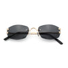 Luxury Rimless OG Fancy Narrow Oval Metal Rim Hustler Fashion Sunglasses