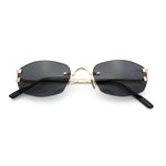 Luxury Rimless OG Fancy Narrow Oval Metal Rim Hustler Fashion Sunglasses