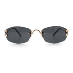 Luxury Rimless OG Fancy Narrow Oval Metal Rim Hustler Fashion Sunglasses