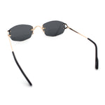 Luxury Rimless OG Fancy Narrow Oval Metal Rim Hustler Fashion Sunglasses