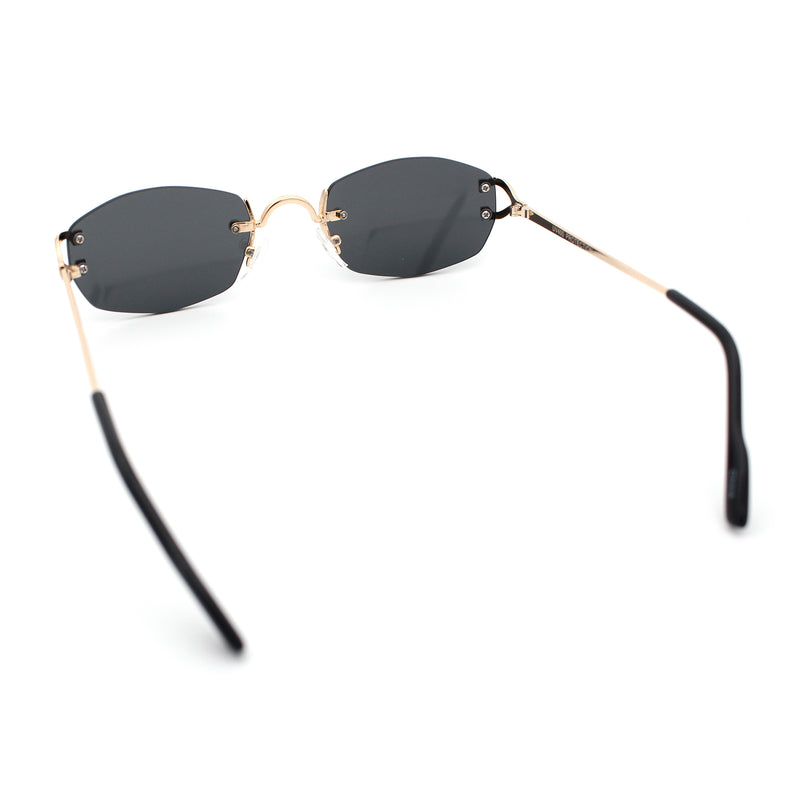 Luxury Rimless OG Fancy Narrow Oval Metal Rim Hustler Fashion Sunglasses