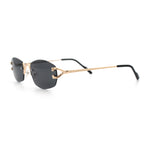 Luxury Rimless OG Fancy Narrow Oval Metal Rim Hustler Fashion Sunglasses