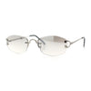 Luxury Rimless OG Fancy Narrow Oval Metal Rim Hustler Fashion Sunglasses