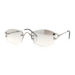 Luxury Rimless OG Fancy Narrow Oval Metal Rim Hustler Fashion Sunglasses