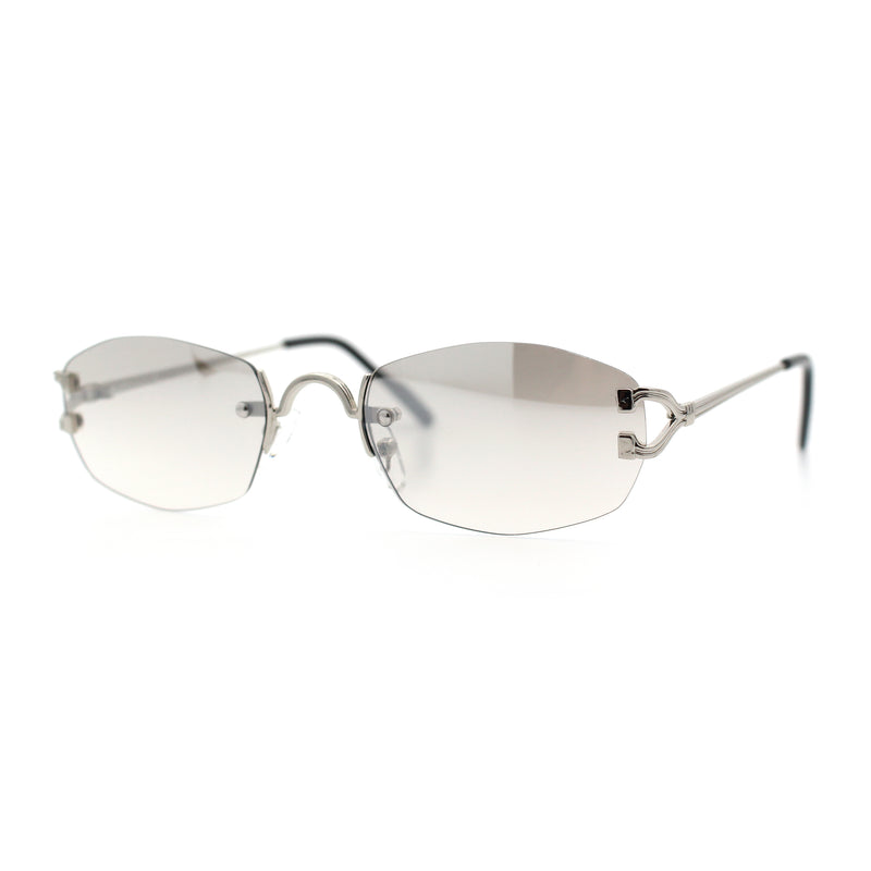 Luxury Rimless OG Fancy Narrow Oval Metal Rim Hustler Fashion Sunglasses
