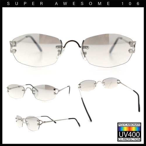 Luxury Rimless OG Fancy Narrow Oval Metal Rim Hustler Fashion Sunglasses