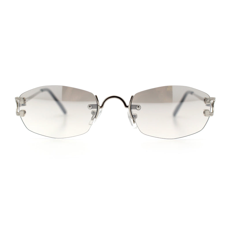 Luxury Rimless OG Fancy Narrow Oval Metal Rim Hustler Fashion Sunglasses