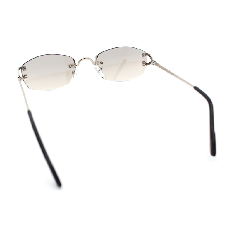 Luxury Rimless OG Fancy Narrow Oval Metal Rim Hustler Fashion Sunglasses