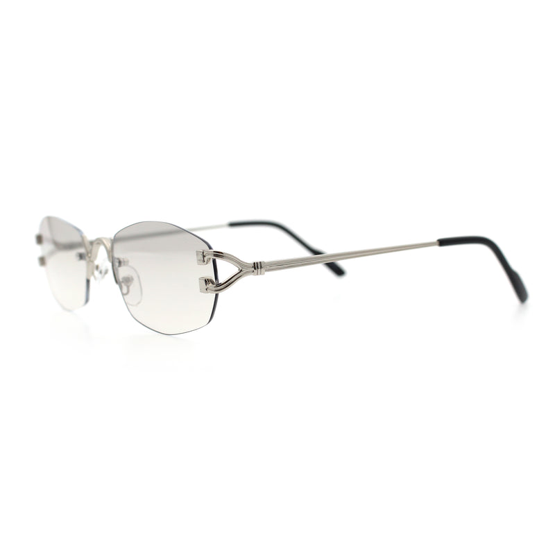 Luxury Rimless OG Fancy Narrow Oval Metal Rim Hustler Fashion Sunglasses