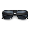 Bold Oversized Metal Thorn Stud Rectangular Plastic Mobster Sunglasses