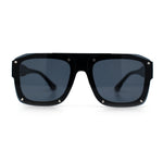 Bold Oversized Metal Thorn Stud Rectangular Plastic Mobster Sunglasses