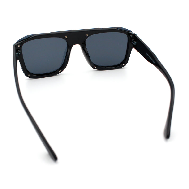 Bold Oversized Metal Thorn Stud Rectangular Plastic Mobster Sunglasses