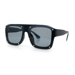 Bold Oversized Metal Thorn Stud Rectangular Plastic Mobster Sunglasses