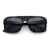 Bold Oversized Metal Thorn Stud Rectangular Plastic Mobster Sunglasses
