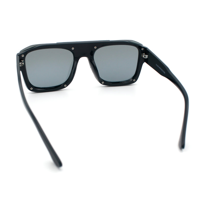 Bold Oversized Metal Thorn Stud Rectangular Plastic Mobster Sunglasses