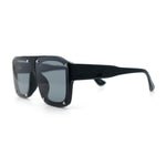 Bold Oversized Metal Thorn Stud Rectangular Plastic Mobster Sunglasses