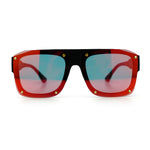 Bold Oversized Metal Thorn Stud Rectangular Plastic Mobster Sunglasses
