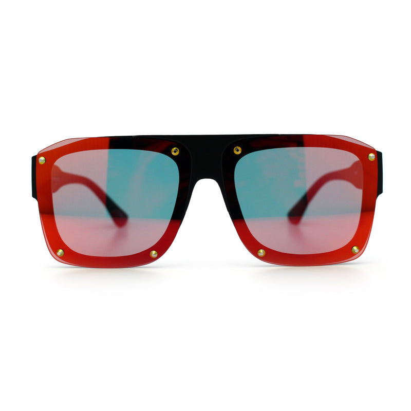 Bold Oversized Metal Thorn Stud Rectangular Plastic Mobster Sunglasses