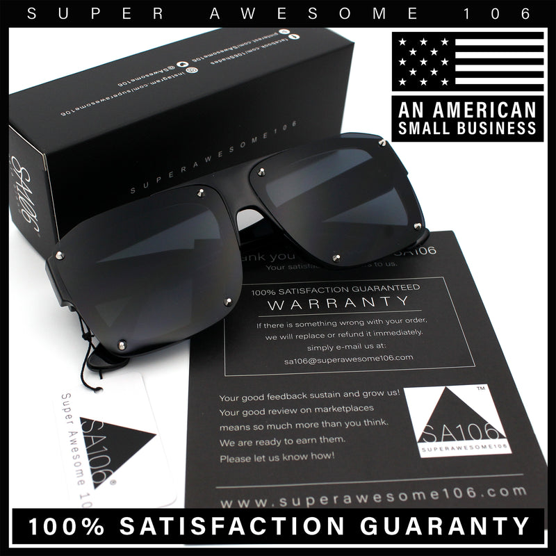 Bold Oversized Metal Thorn Stud Rectangular Plastic Mobster Sunglasses