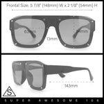 Bold Oversized Metal Thorn Stud Rectangular Plastic Mobster Sunglasses