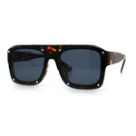 Bold Oversized Metal Thorn Stud Rectangular Plastic Mobster Sunglasses