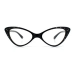 Womens Bling Rhinestone Gothic Cat Eye Clear Lens Plastic Fashion Eyeglasses
