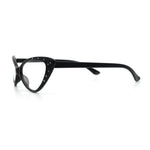 Womens Bling Rhinestone Gothic Cat Eye Clear Lens Plastic Fashion Eyeglasses