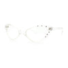 Womens Bling Rhinestone Gothic Cat Eye Clear Lens Plastic Fashion Eyeglasses