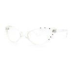 Womens Bling Rhinestone Gothic Cat Eye Clear Lens Plastic Fashion Eyeglasses