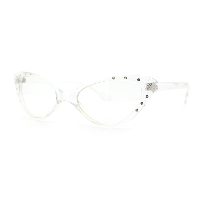 Womens Bling Rhinestone Gothic Cat Eye Clear Lens Plastic Fashion Eyeglasses