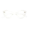 Womens Bling Rhinestone Gothic Cat Eye Clear Lens Plastic Fashion Eyeglasses