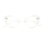 Womens Bling Rhinestone Gothic Cat Eye Clear Lens Plastic Fashion Eyeglasses