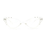 Womens Bling Rhinestone Gothic Cat Eye Clear Lens Plastic Fashion Eyeglasses