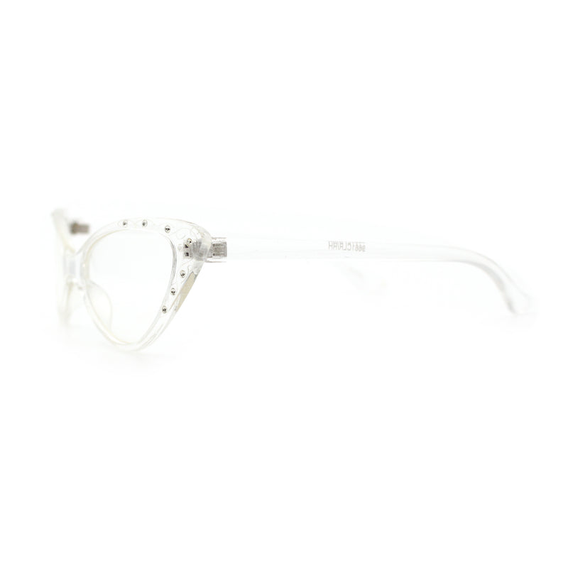 Womens Bling Rhinestone Gothic Cat Eye Clear Lens Plastic Fashion Eyeglasses