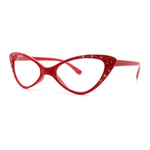 Womens Bling Rhinestone Gothic Cat Eye Clear Lens Plastic Fashion Eyeglasses