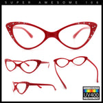 Womens Bling Rhinestone Gothic Cat Eye Clear Lens Plastic Fashion Eyeglasses