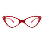 Womens Bling Rhinestone Gothic Cat Eye Clear Lens Plastic Fashion Eyeglasses