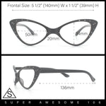 Womens Bling Rhinestone Gothic Cat Eye Clear Lens Plastic Fashion Eyeglasses