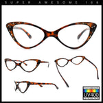 Womens Bling Rhinestone Gothic Cat Eye Clear Lens Plastic Fashion Eyeglasses