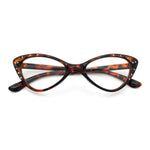 Womens Bling Rhinestone Gothic Cat Eye Clear Lens Plastic Fashion Eyeglasses