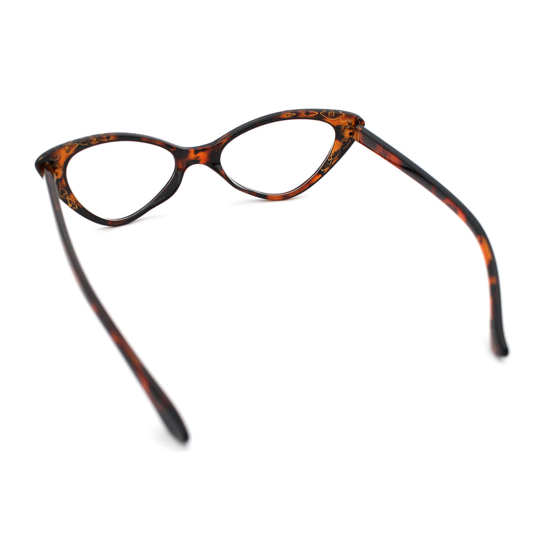 Womens Bling Rhinestone Gothic Cat Eye Clear Lens Plastic Fashion Eyeglasses
