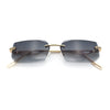 Rimless Geometric Beveled Narrow Rectangle Metal Rim Hustler Fashion Sunglasses