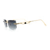 Rimless Geometric Beveled Narrow Rectangle Metal Rim Hustler Fashion Sunglasses