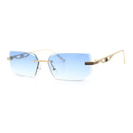 Rimless Geometric Beveled Narrow Rectangle Metal Rim Hustler Fashion Sunglasses