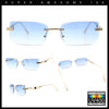 Rimless Geometric Beveled Narrow Rectangle Metal Rim Hustler Fashion Sunglasses